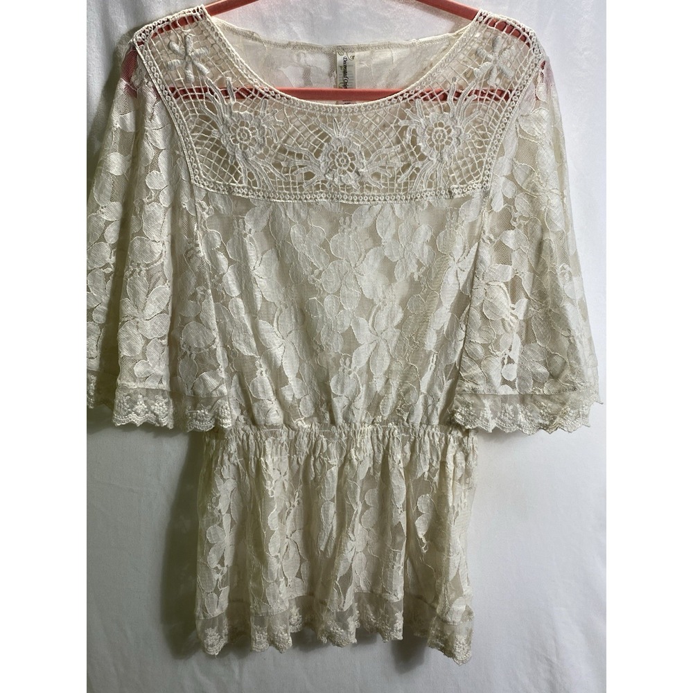 Women Large Bohemian lace Short Sleeve blouse Cottage Core‎  Decorated Originals